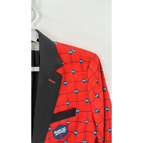 Tipsy Elves Samuel Adams Boston Beer blazer size L red black novelty print - Picture 4 of 11